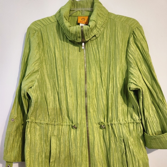 Ruby Rd. Jackets & Blazers - Ruby Rd Green Utility Jacket with Stand-Up Collar and Elastic Waist Size 14